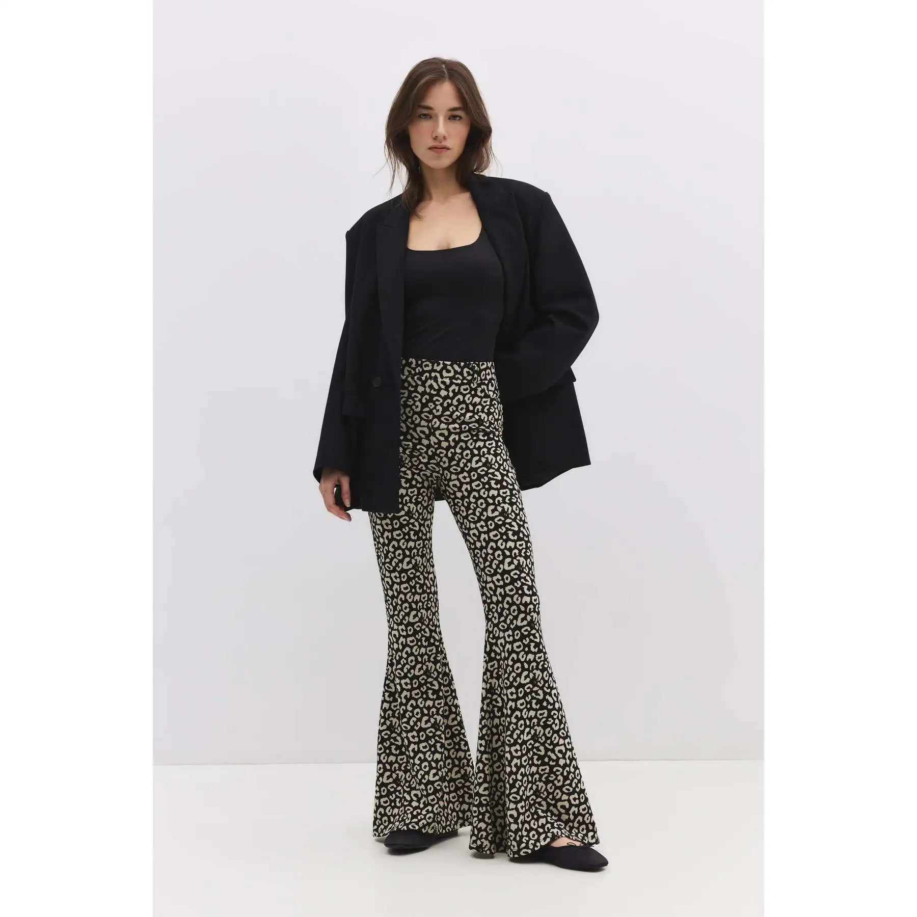 Elastic Waist Bell-bottomed Trousers