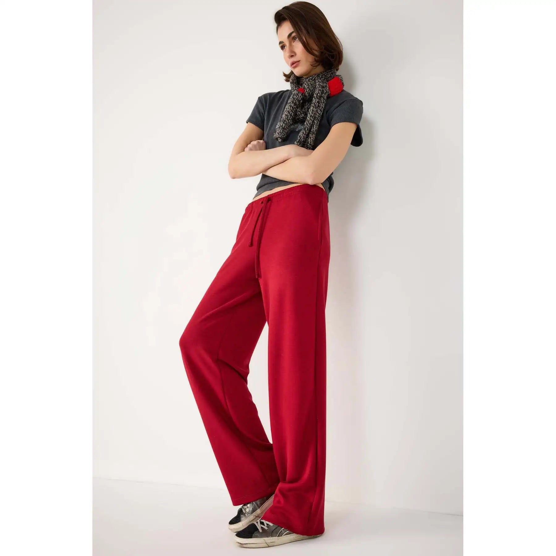 Straight Cut Cotton Casual Trousers