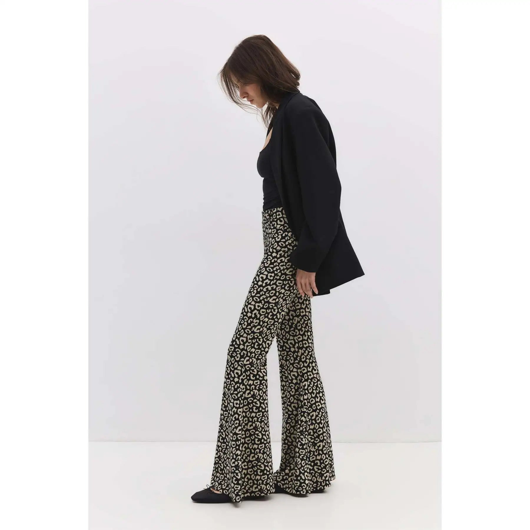 Elastic Waist Bell-bottomed Trousers