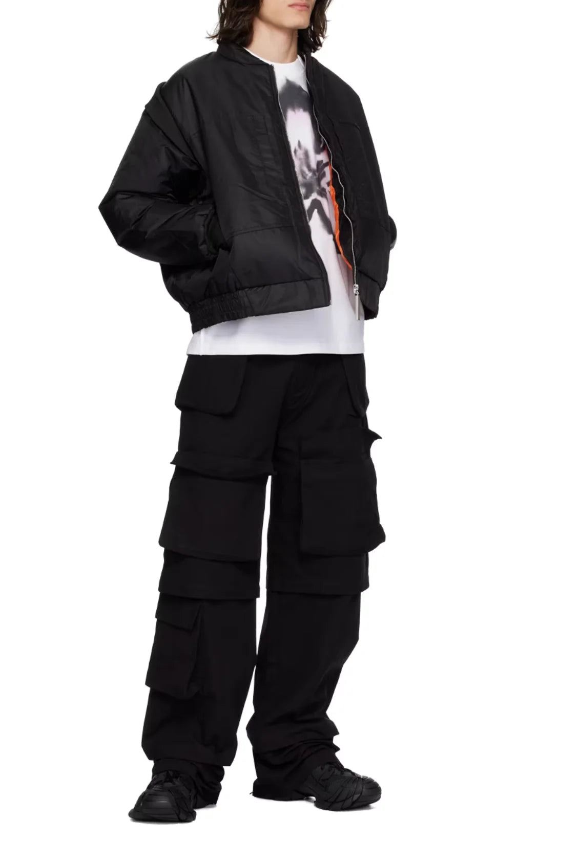 High Quality Cotton Canvas Work Pants Distressed Black Cargo Pants