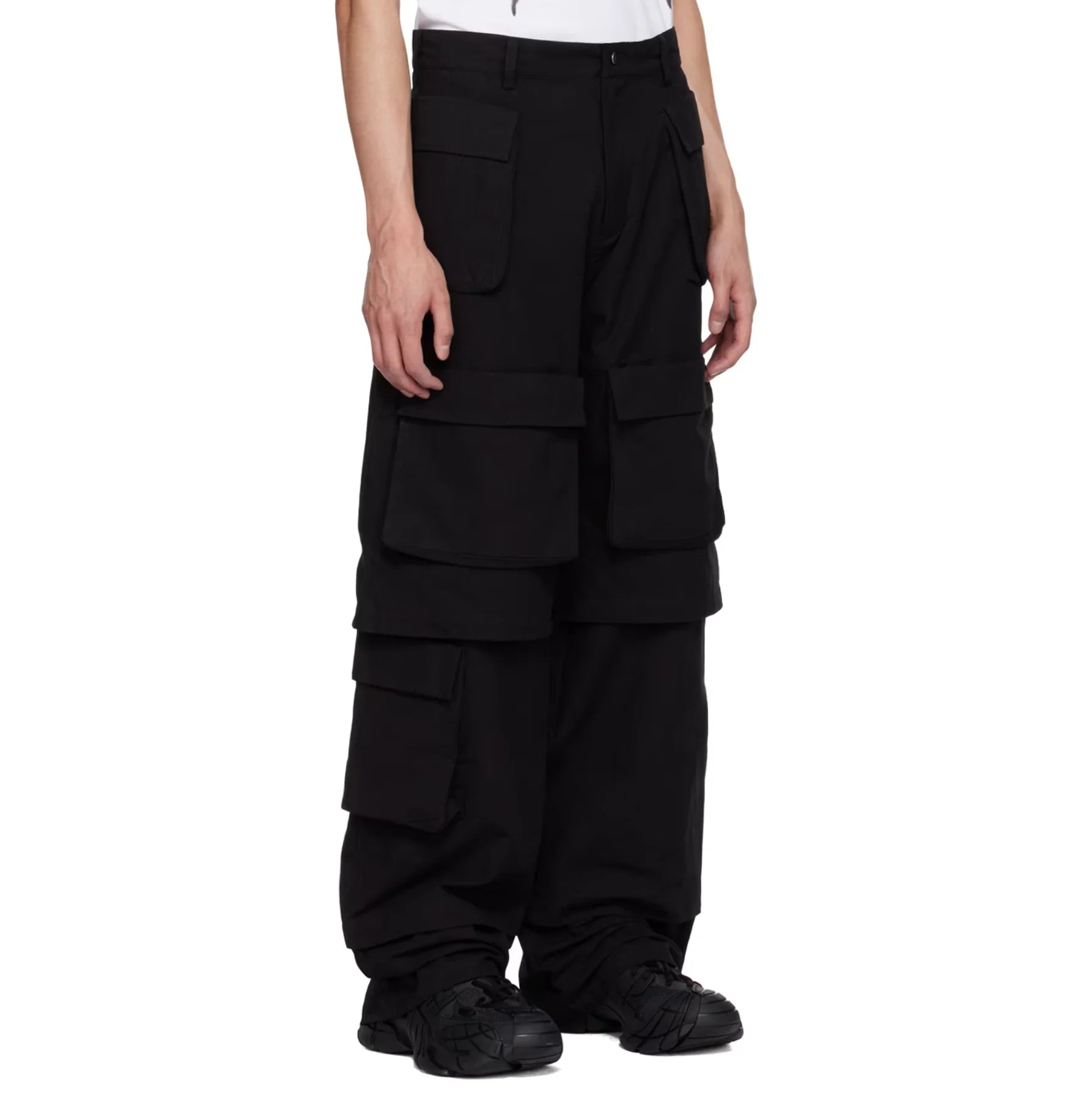 High Quality Cotton Canvas Work Pants Distressed Black Cargo Pants