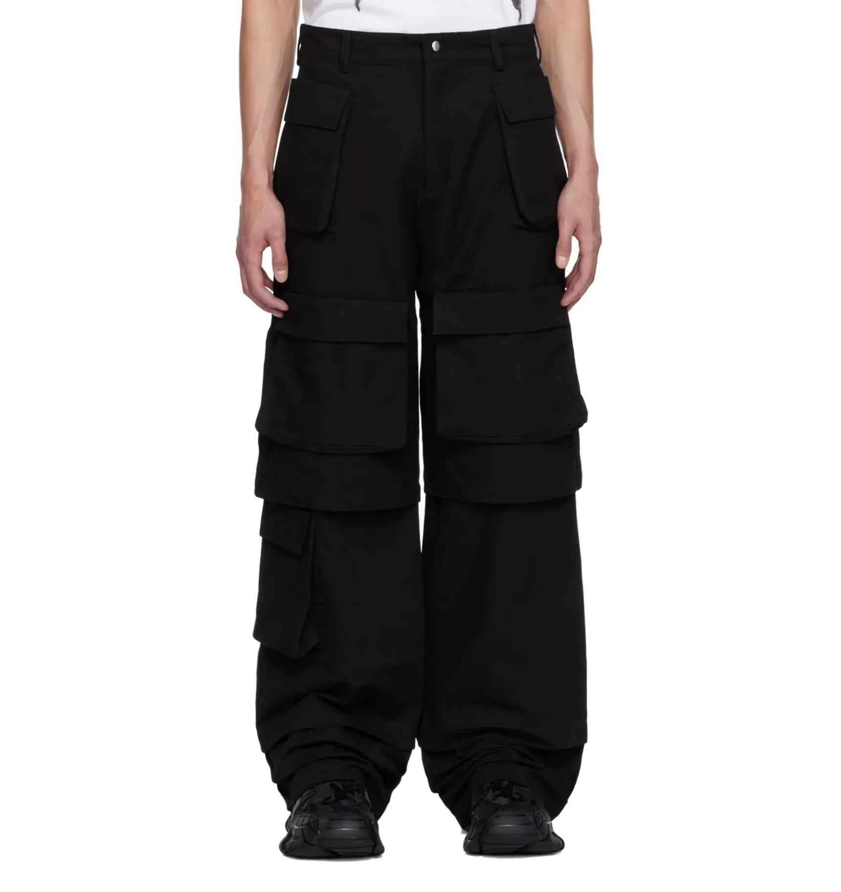 High Quality Cotton Canvas Work Pants Distressed Black Cargo Pants