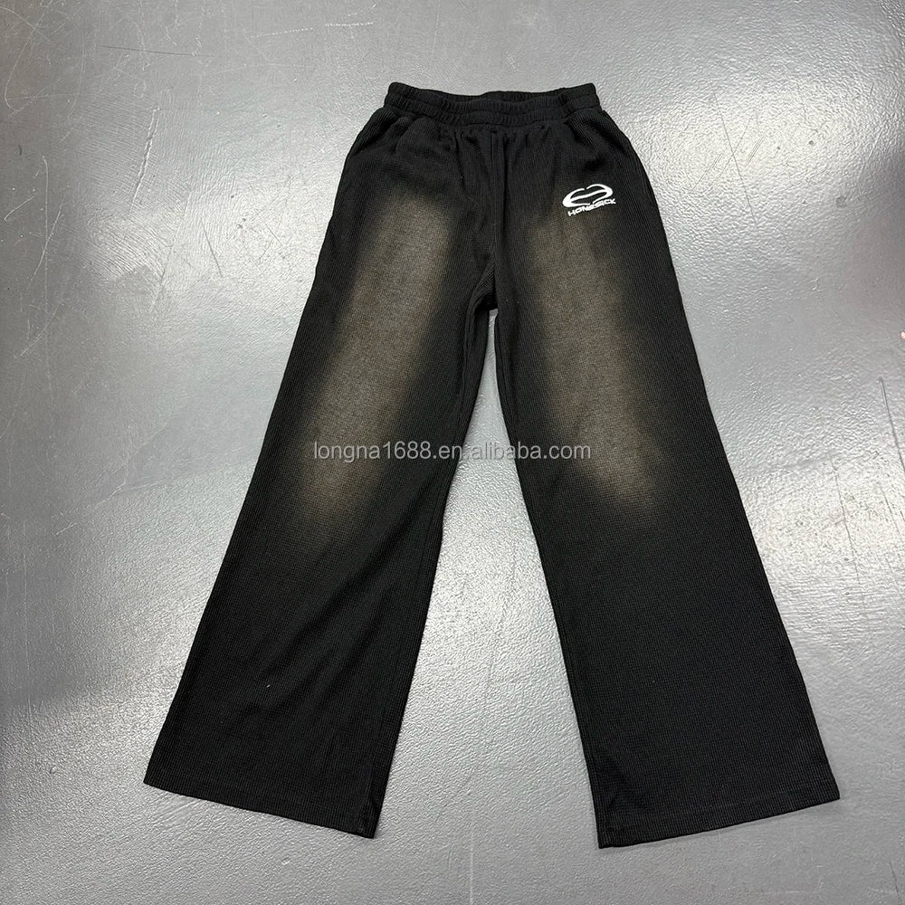 Fashion New Design Custom Brand logo Men's Waffle Pants